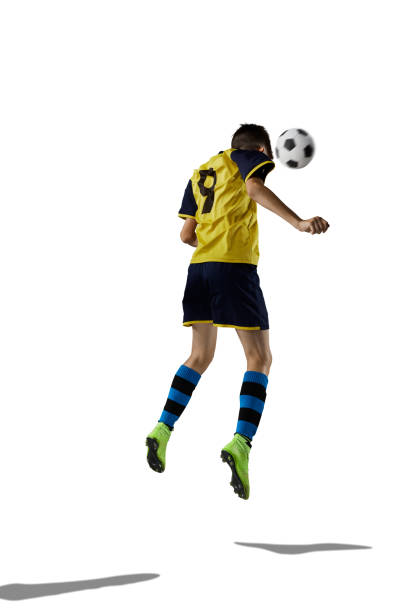 istock Young soccer player isolated on white background 1014364212