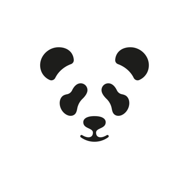 ilustraciones, imágenes clip art, dibujos animados e iconos de stock de cara de panda lindo. diseño del ícono o emblema vector - animals in the wild white background animal black and white