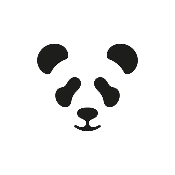 Vector illustration of Cute panda face. Vector icon or emblem design