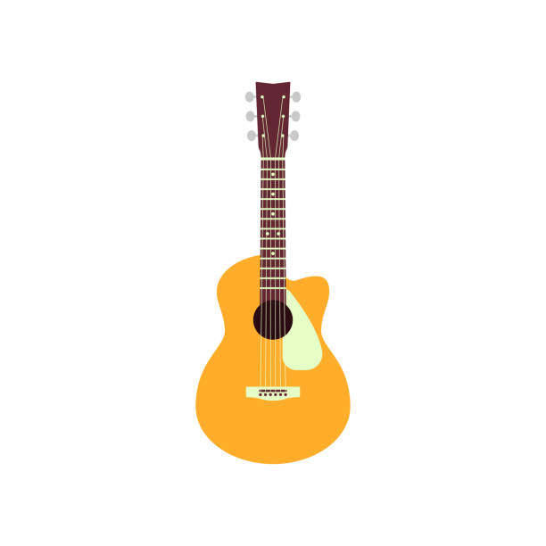 Acoustic guitar isolated on white background. Vector musical instrument Acoustic guitar isolated on white background. Vector musical instrument guitar drawings stock illustrations