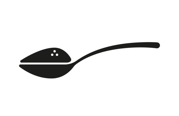 ilustraciones, imágenes clip art, dibujos animados e iconos de stock de cuchara con azúcar o sal. cucharadita. icono de vector - sugar spoon salt teaspoon