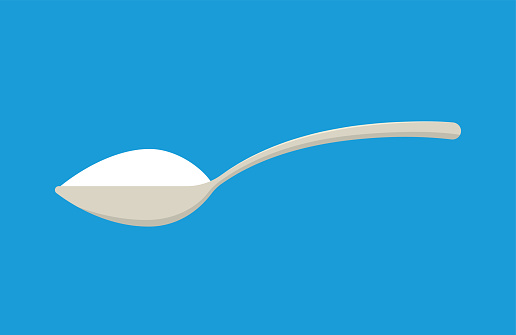 Spoon with sugar, salt or flour. Teaspoon. Vector illustration