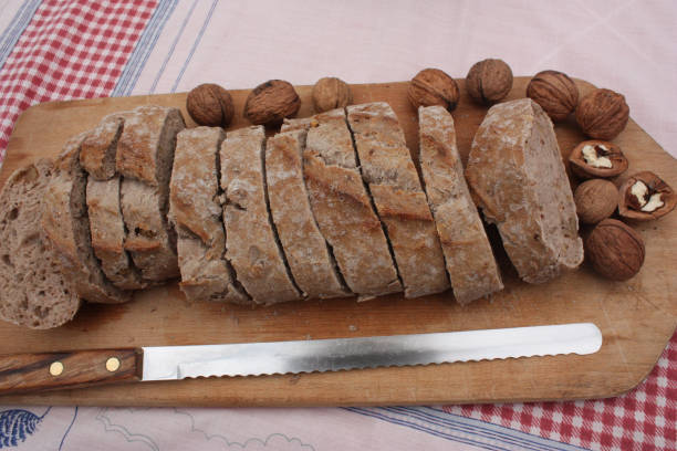 Bread sliced with walnuts  Handcrafted product
