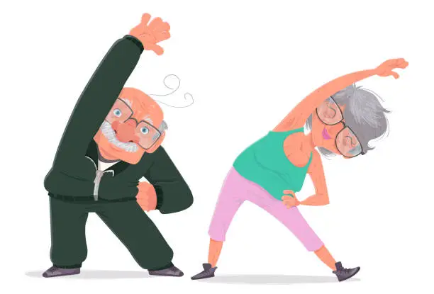 Vector illustration of Exercises for the elderly