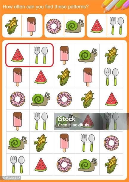 Patterns Count These How Often Can You Find These Patterns Worksheet For Education Stock ...