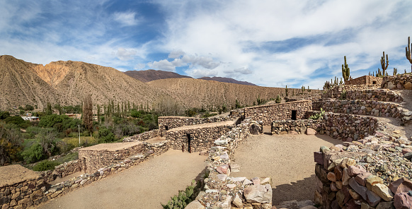 Ruinas de la vista panorámica de pre inca Pucara de Tilcara - Tilcara, Jujuy, Argentina photo