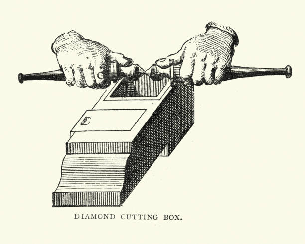 Vintage engraving of Victorian Jewellers Diamond cutter box, 1890s