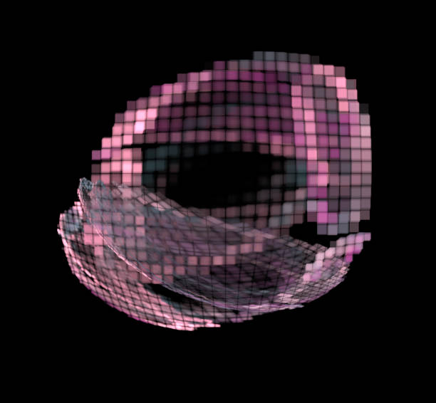 istock Pink gray pixel fractal on a black background. 1014390422