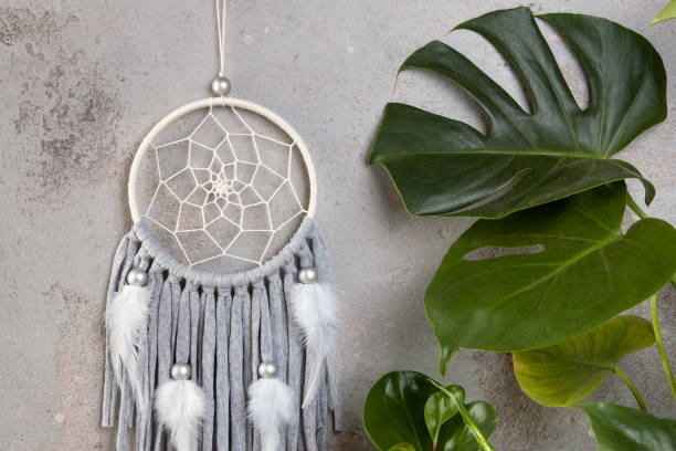 istock Gray beige dream catcher on gray 1014392522
