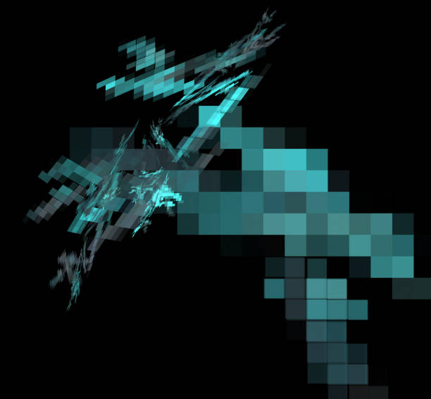 istock Blue pixel grid fractal on a black background. 1014403976