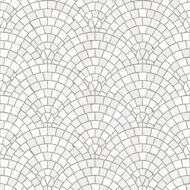 illustrations, cliparts, dessins animés et icônes de mosaïque de sol sans couture. carreaux de pierre pavé blanc. - spanish tiles