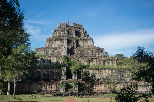 the Khmer Temples of Koh Ker east of the Town of Srayong west of the city Preah Vihear in Northwaest Cambodia.  Cambodia, Sra Em, November, 2017,