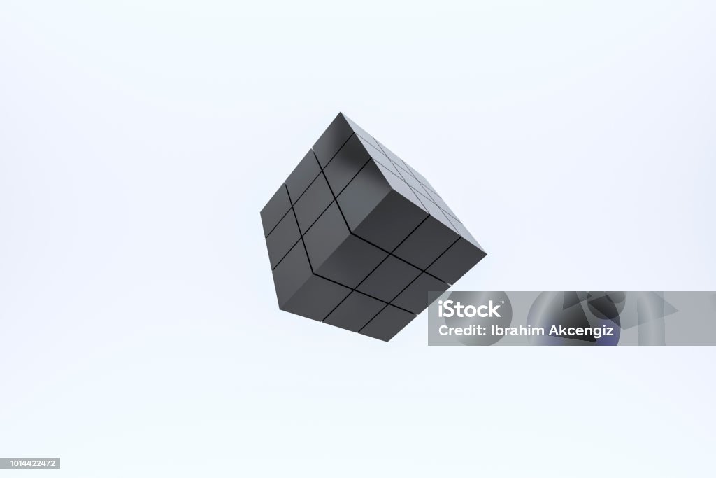 Black Cube 3d On A White Background Black Cube 3d On White Background ( 3d render ) Abstract Stock Photo