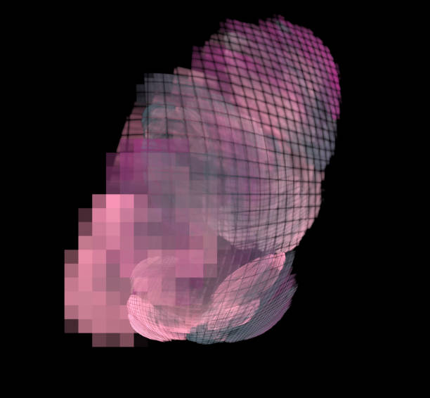 istock Sphere pink gray pixel fractal on a black background. 1014422918