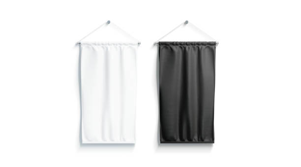 istock Blank black and white rectangle pennant mock up, isolated 1014431884