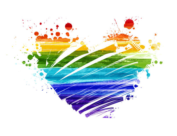 istock Grunge watercolored rainbow LGBT flag in heart shape 1014432122