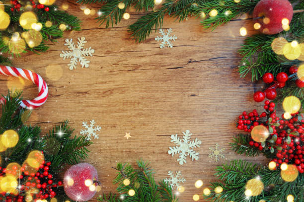 istock Christmas background on the wooden desk 1014442518