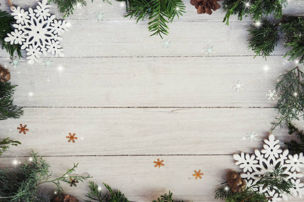 istock Christmas background on the white wooden desk 1014442712