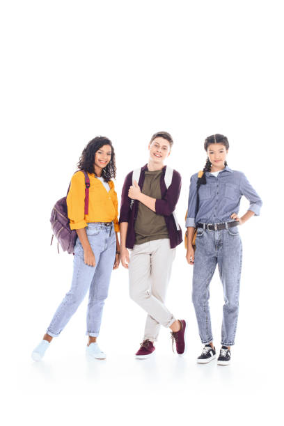 istock smiling multiethnic students with backpacks looking at camera isolated on white 1014464954