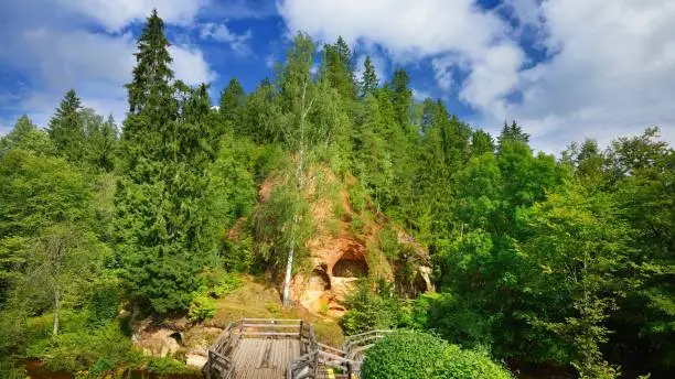 Photo of Sandstone cliffs in Gauja national park, Latvia