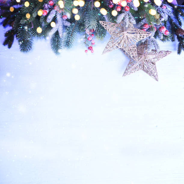 istock Christmas background with branch and ornaments 1014470356