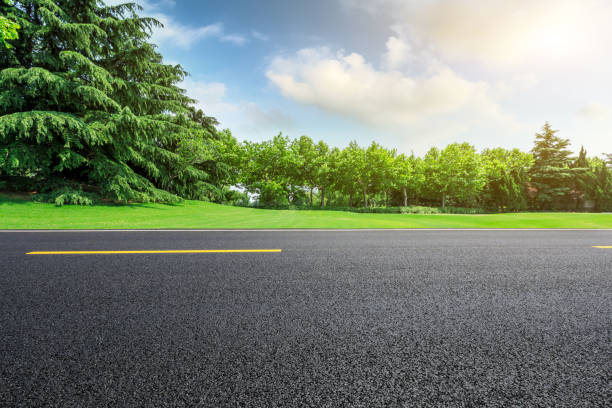 istock Asphalt road and green forest landscape under the blue sky 1014489242