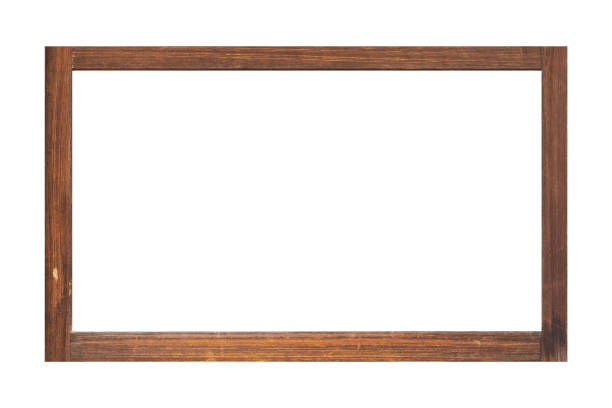 istock Brown wood photo frame isolated on white background 1014493742