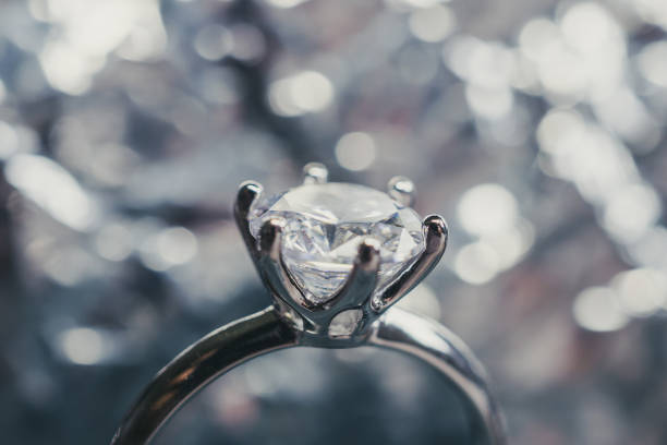 istock luxury engagement Diamond ring with abstract bokeh light background 1014519424