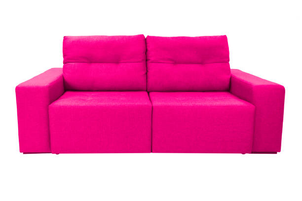 istock Three seats cozy color fabric sofa isolated on white background 1014532188