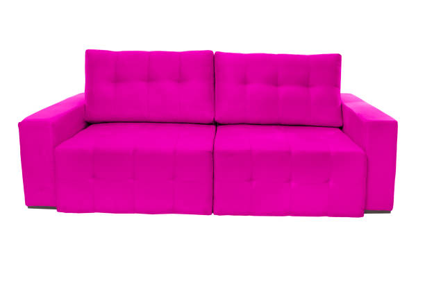 istock Three seats cozy color fabric sofa isolated on white background 1014536716