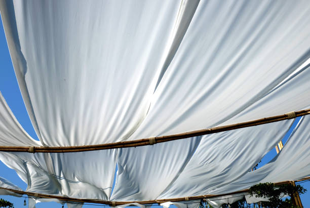 white white fabric texture wind blowing background, texture of flying fabric.