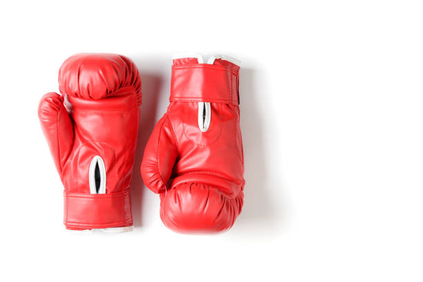 Boxing glove in blue  in black background