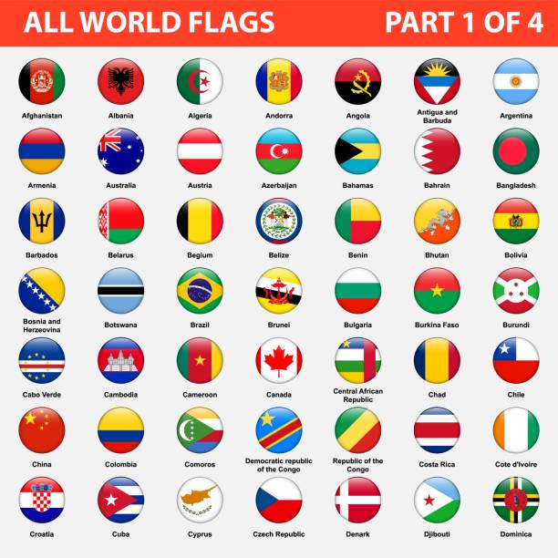 wszystkie flagi świata w porządku alfabetycznym. część 1 z 4 - alphabetical order obrazy stock illustrations