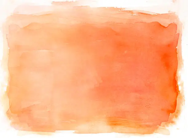 Orange watercolor background hand colored with brush strokes. My own work