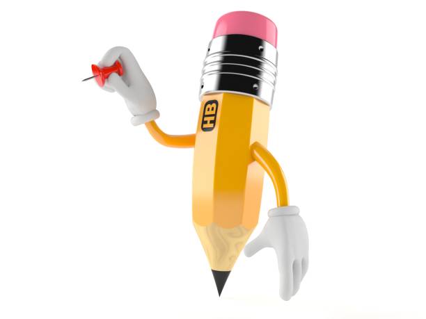 istock Pencil character holding thumbtack 1014582384