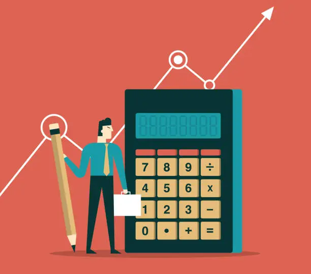 Vector illustration of Businessman With Calculator Banking Accountant