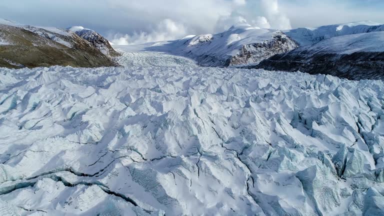 Aerial View Of The Glacier In Tibet