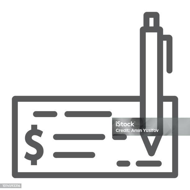 Bank Check Line Icon Finance And Banking Cheque Sign Vector Graphics A Linear Pattern On A White Background Eps 10 Stock Illustration - Download Image Now