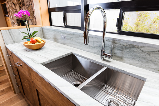 Modern Kitchen with stainless steel sink
