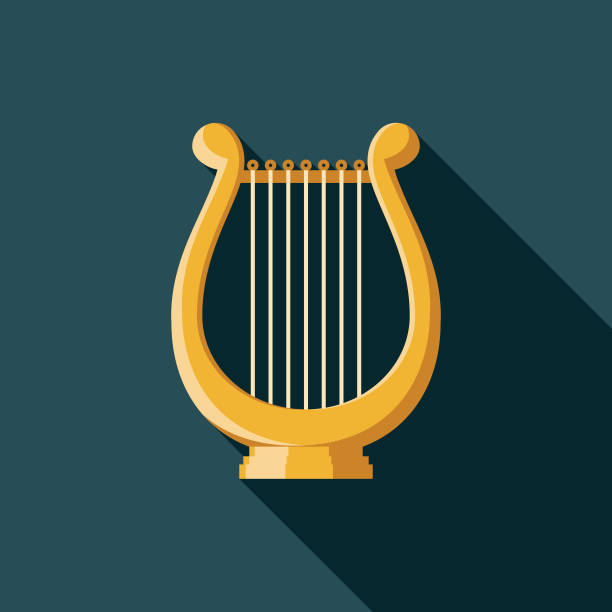 ilustraciones, imágenes clip art, dibujos animados e iconos de stock de icono de lira diseño grecia - lyre