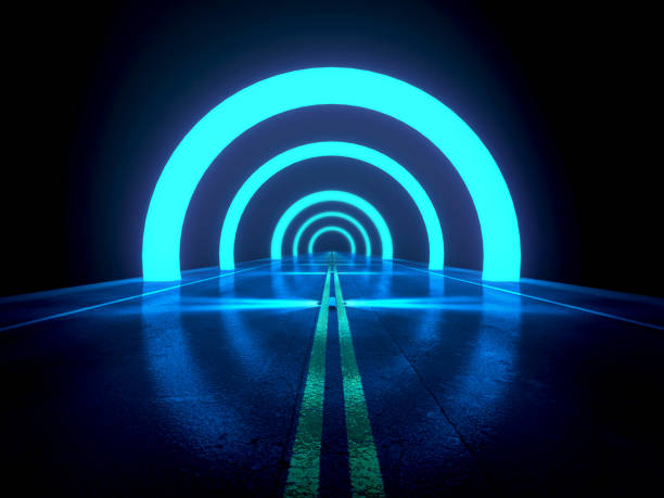 istock Dark blue abstract background ,futuristic highway with  light and effect concept,3d render 1014602246