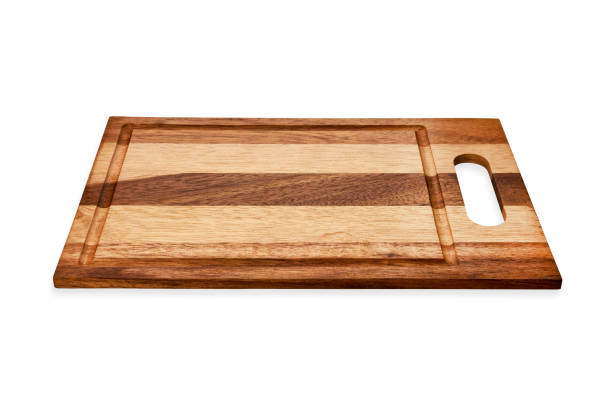 istock Rectangle wood cutting board, Empty wood chopping board, isolated on white background with clipping path 1014605564