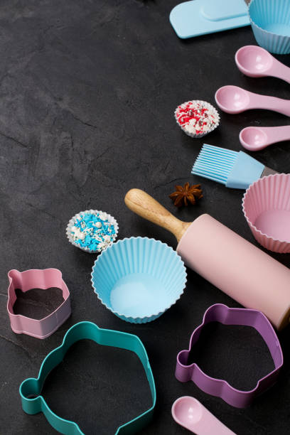 istock It's cooking time. Baking tools on dark. Recipe book background concept. 1014613522