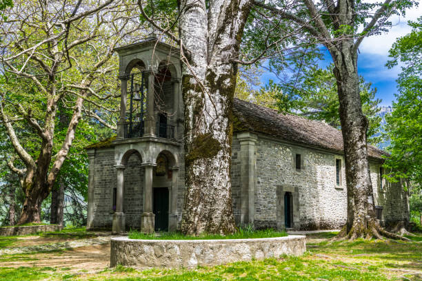 istock The Church is surrounded by large trees 1014634702