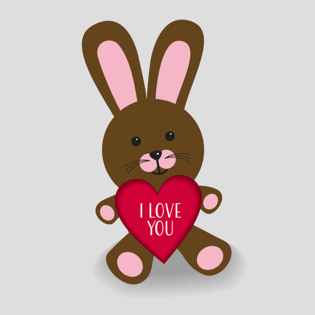 istock Pink bunny with heart I love you 1014640900