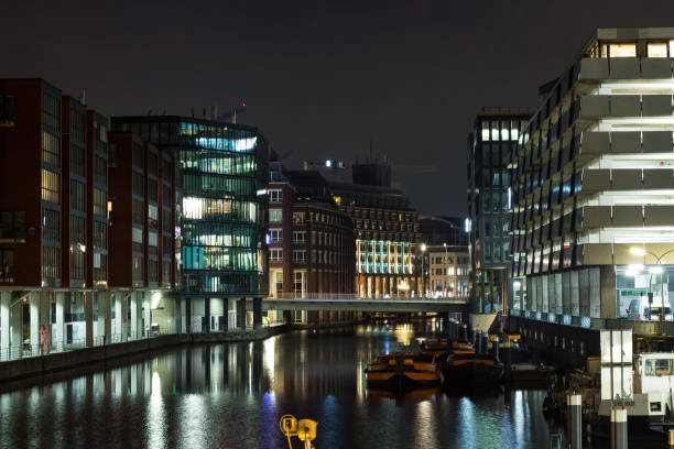 istock The buildings by night in the Germany's largest harbor Hamburg . 1014649082