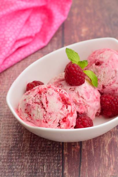 istock Scoops of creamy raspberry ice cream 1014654968
