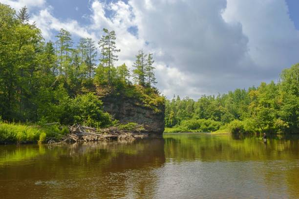 istock Fishing on the taiga river. 1014661568