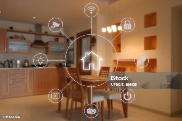 Smart Home Automation Remote Control Internet Technology Stock Photo - Download Image Now