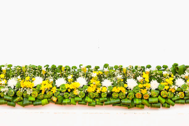 flowers bloom arrangement on the concrete wall